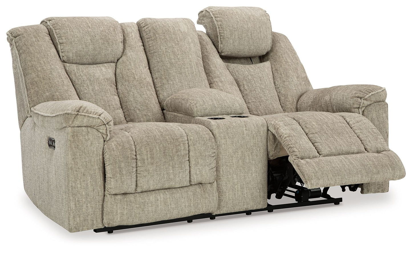 Hindmarsh - Power Reclining Loveseat with Console/ Adj Hdrst - Stone