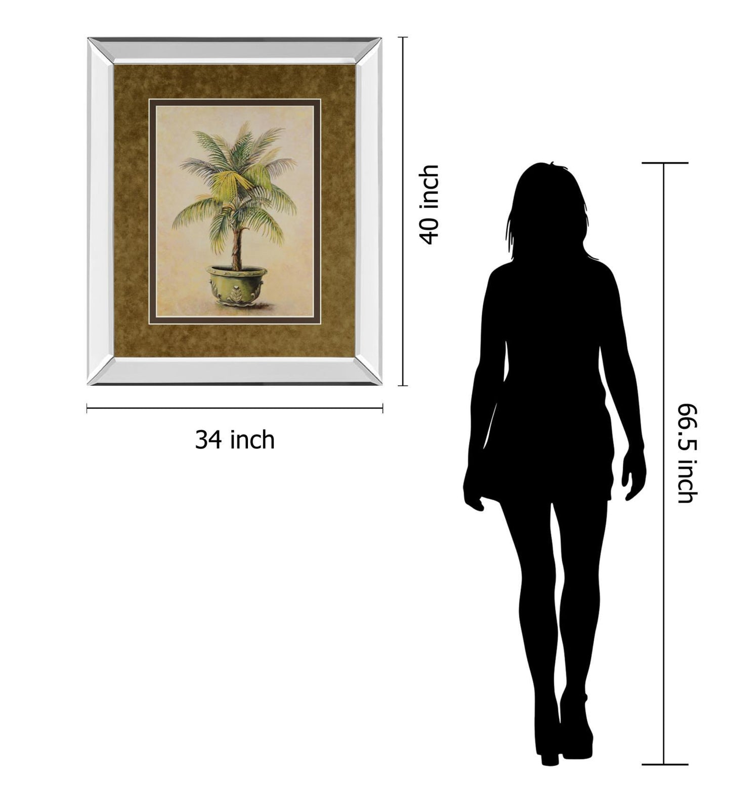 Potted Palm I - Mirror Framed Print Wall Art - Green