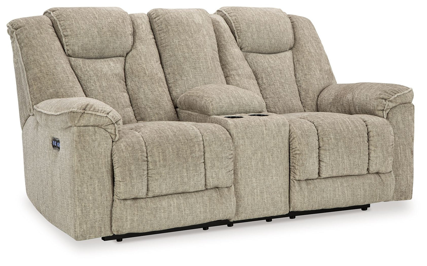 Hindmarsh - Power Reclining Loveseat with Console/ Adj Hdrst - Stone