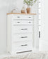 Ashbryn - Five Drawer Chest - White / Natural