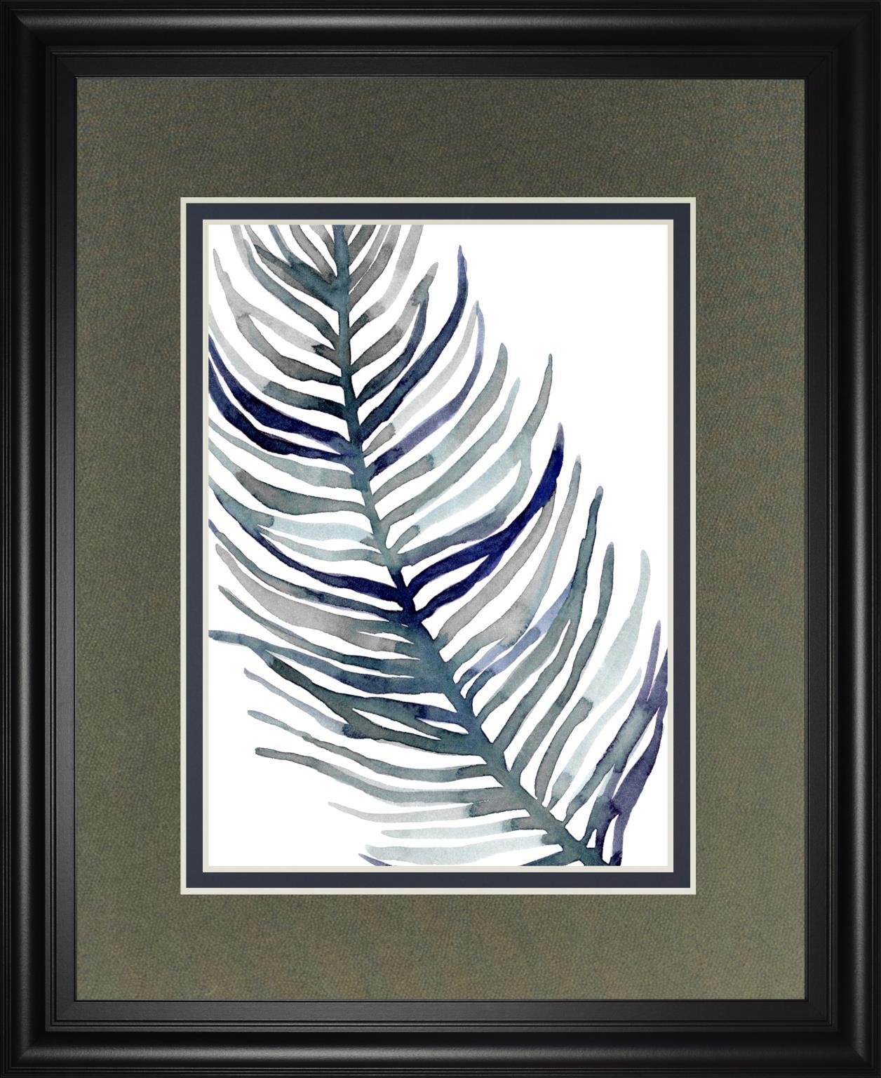 Blue Feathered Palm I By Emma Scarvey 34x40 - Dark Gray