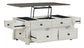 Havalance - Lift Top Cocktail Table with Storage Drawers - White / Gray