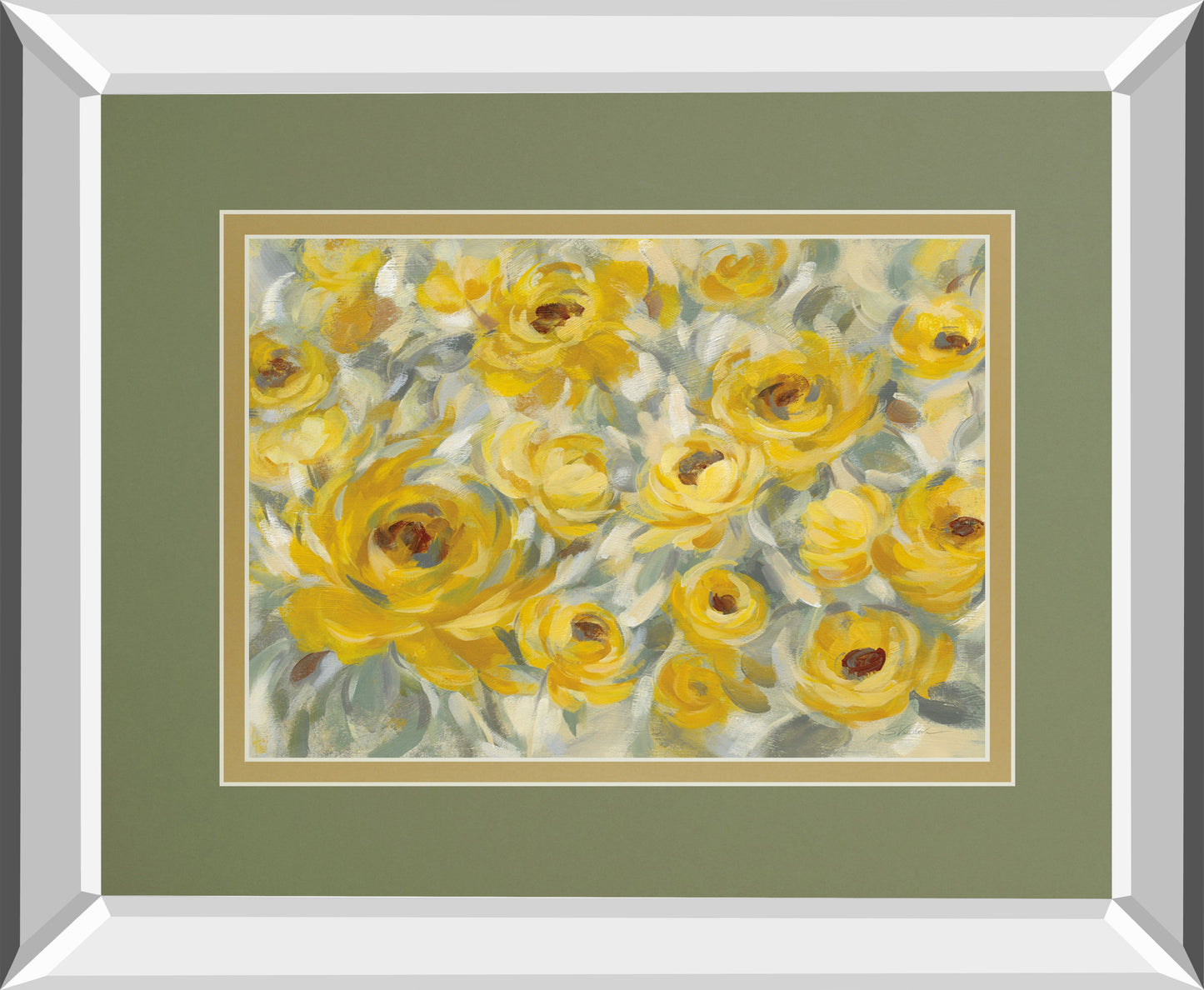Yellow Roses By Silvia Vassileva Mirrored Frame - Yellow