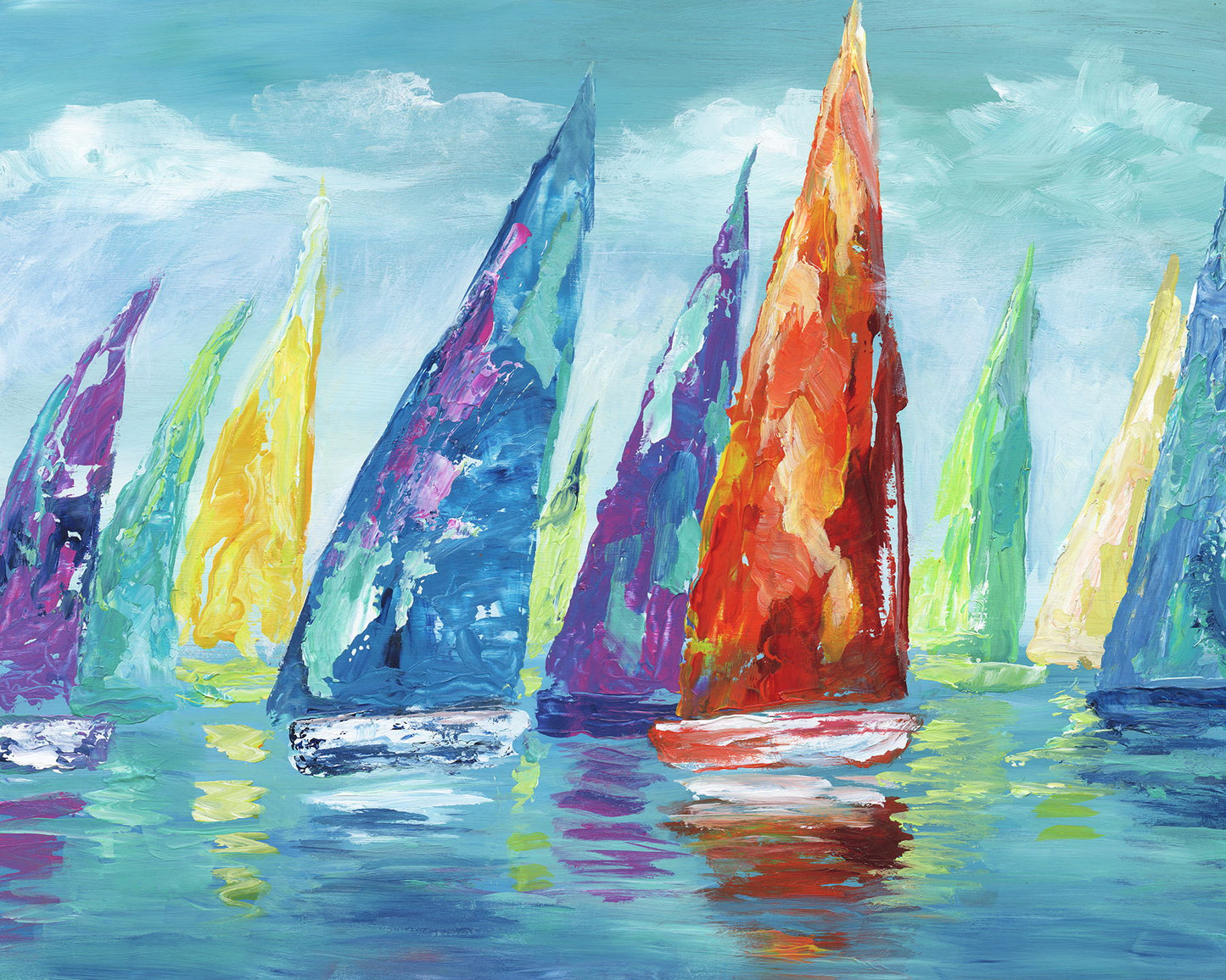 Framed Small - Fine Day Sailing II By Nan - Blue