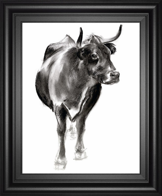 22x26 Charcoal Cattle I By Jennifer Paxton Parker - Dark Gray