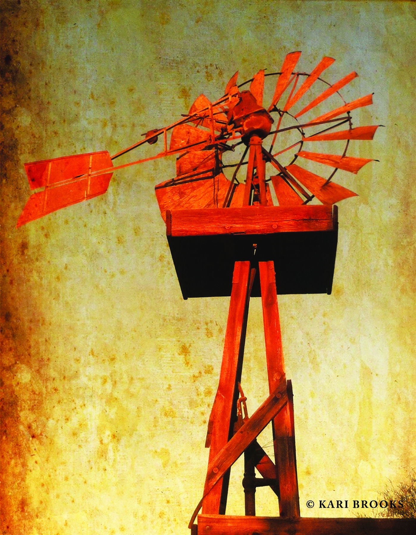 Framed - Chip's Windmill By Kari Brooks - Red