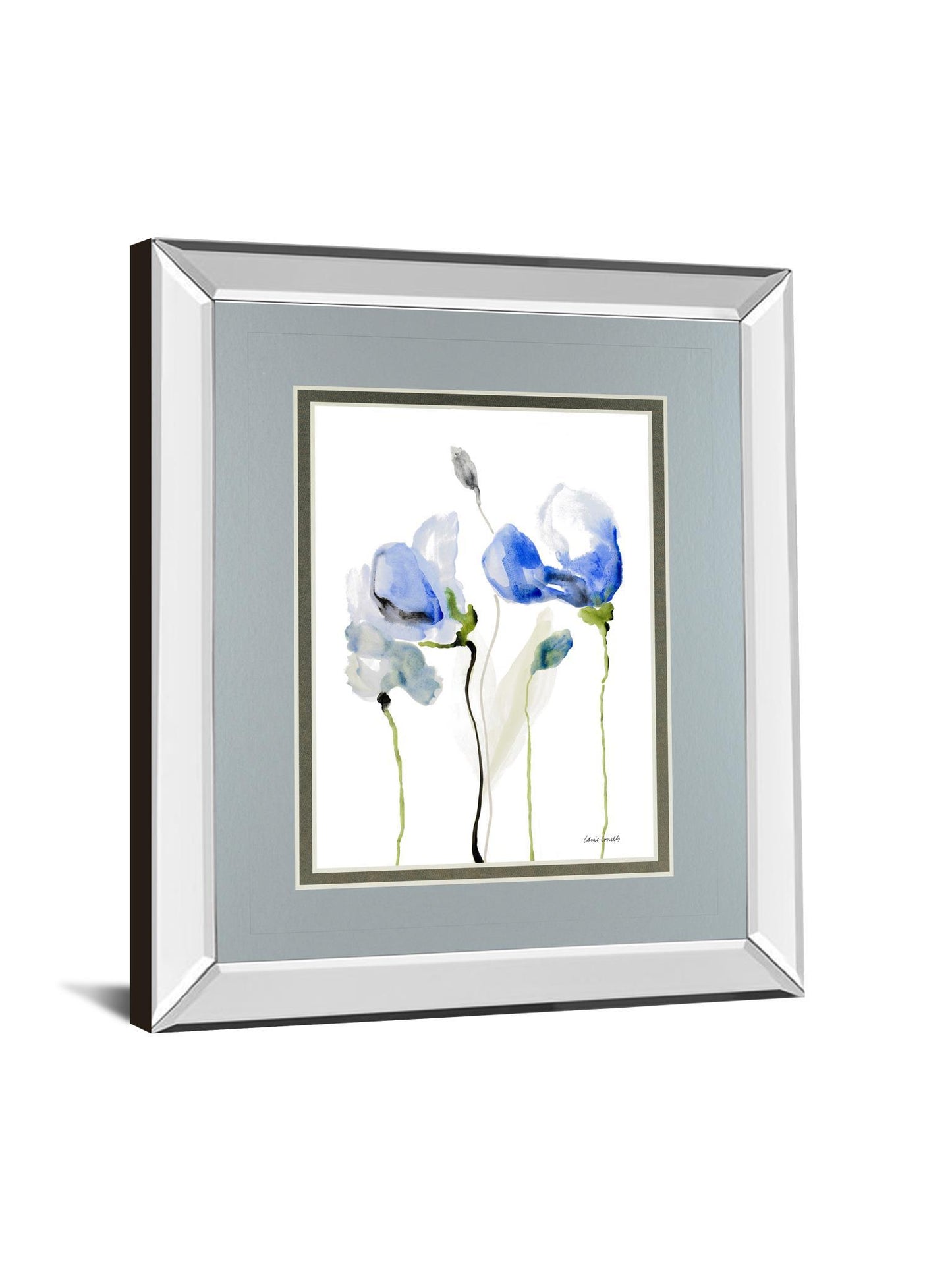 All Poppies Il By Lanie Loreth - Mirror Framed Print Wall Art - Blue