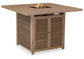 Walton Bridge - 5 Pc. - Square Bar Table W/Fire Pit, 4 Barstools - Driftwood