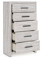 Cayboni - Five Drawer Chest - Whitewash