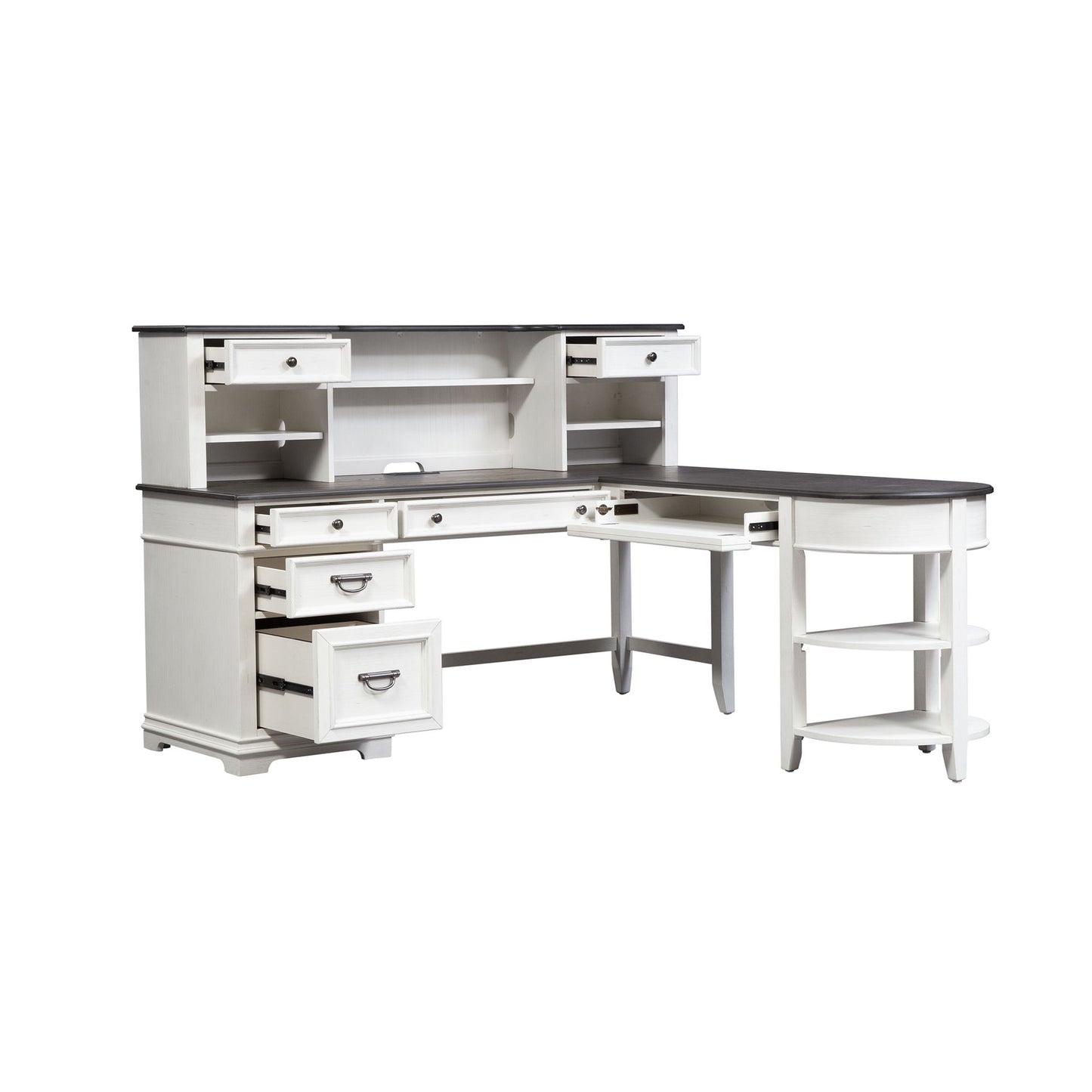 Allyson Park - L Shaped Desk Set With Hutch - White