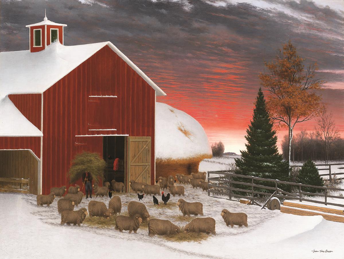 Small - Snowy Farm By Seven Trees Design - Red