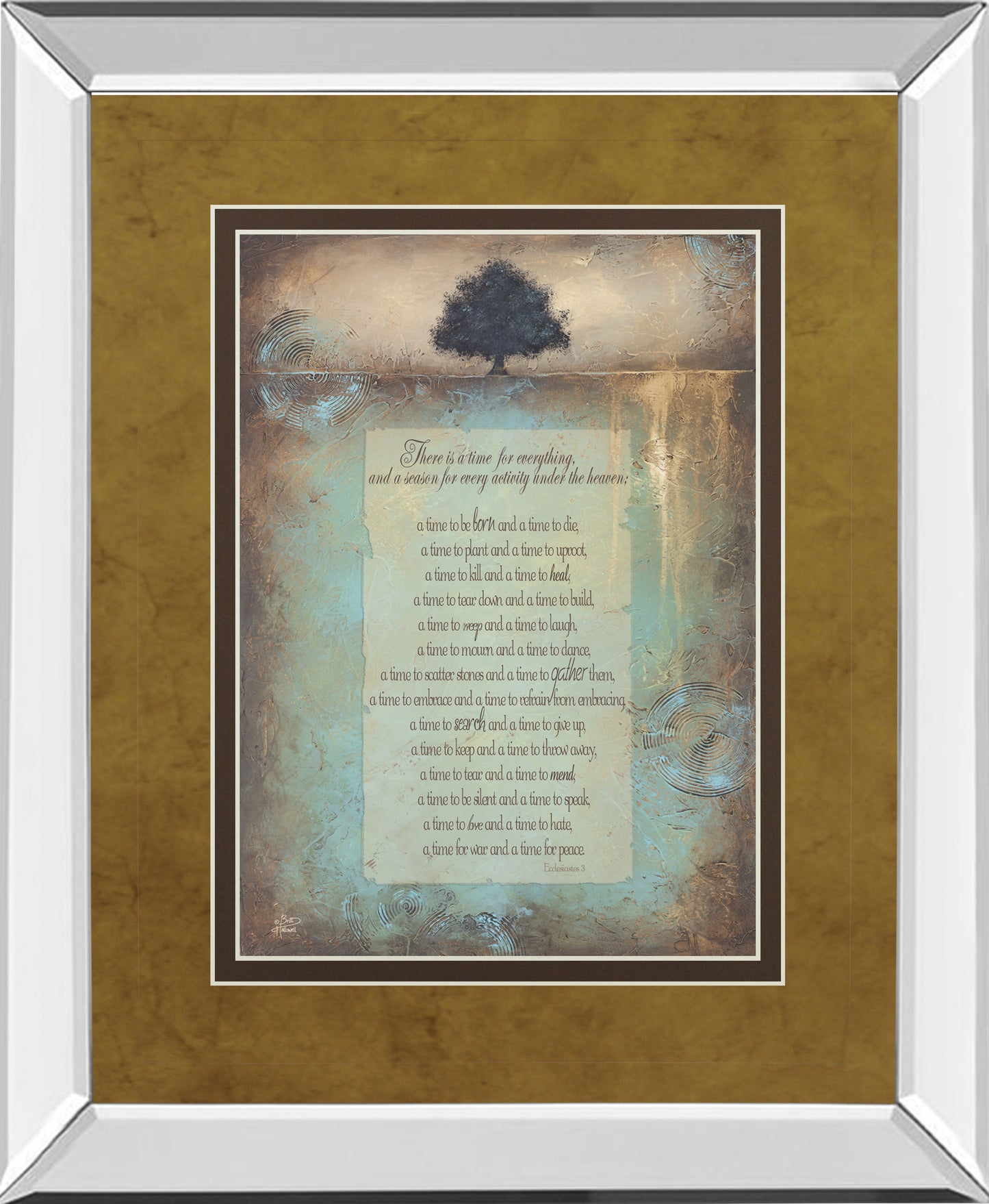 Time For Everything By Brit Hallowell - Mirror Framed Print Wall Art - Blue