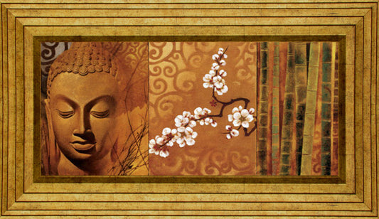 Buddha Panel I By Keith Mallet - Framed Print Wall Art - Orange