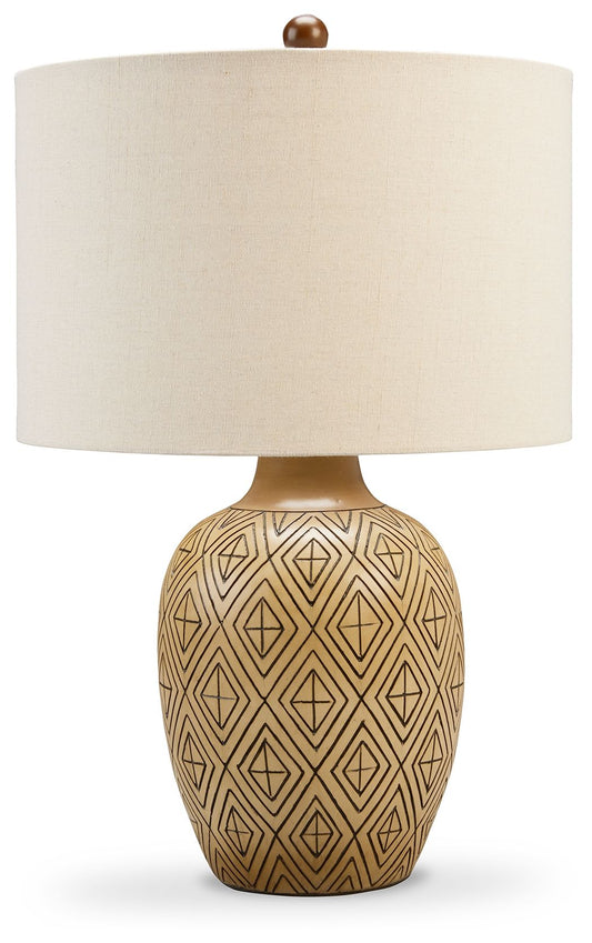 Jairgan - Poly Table Lamp (Set of 2) - Tan / Black